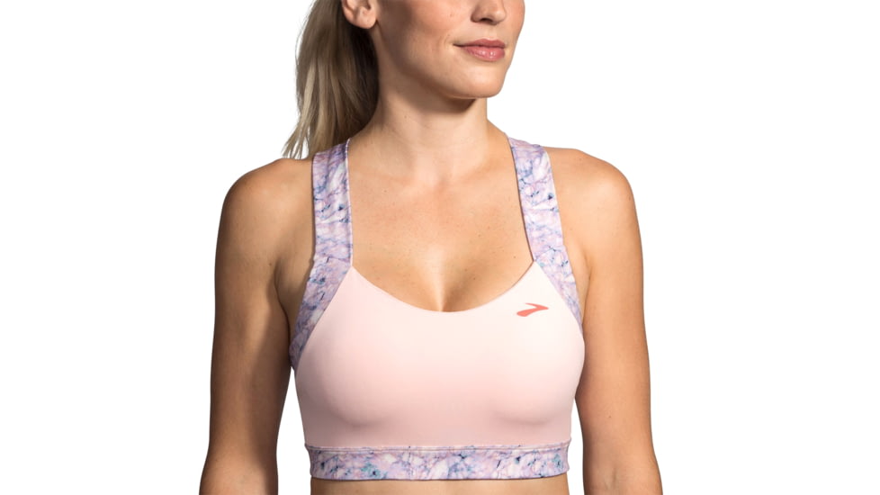 Brooks Moving Comfort UpLift Crossback Bra - Womens, Quartz/Quartz Marble/Berry, XL, 300616682.04