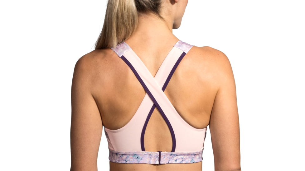 Brooks Moving Comfort UpLift Crossback Bra - Womens, Quartz/Quartz Marble/Berry, XL, 300616682.04