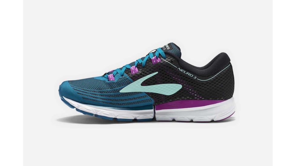 Brooks Neuro 3 Womens Road Running Shoes, Lagoon/Black/Purple, 5 US, Medium, 1202601B329.050