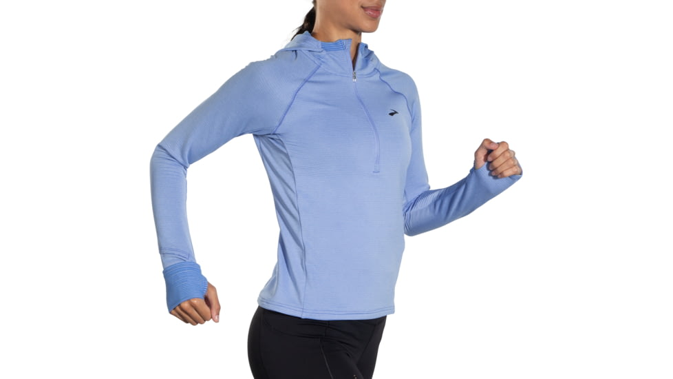 Brooks Notch Thermal Hoodie 2.0 - Womens, Htr Blue Lavender, Large, 221568497.04