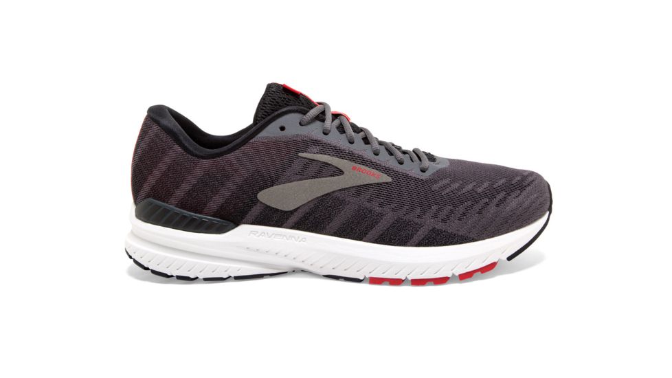 Brooks Ravenna 10 - Mens, Ebony/Black/Red, Medium, 11.5, 1102981D066.115