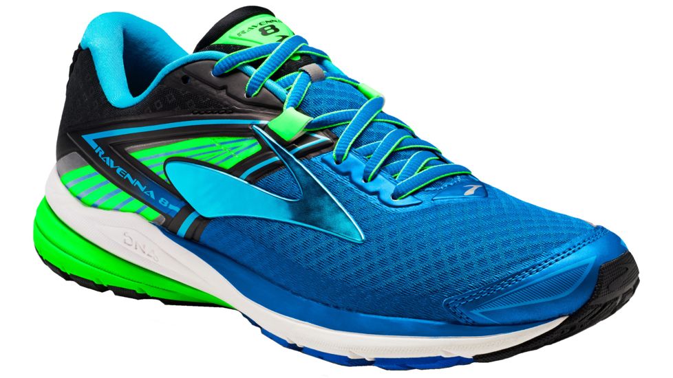 Brooks Ravenna 8 Road Running Shoe - Men's-Electric Blue Lemonade/Black/Green-Medium-13