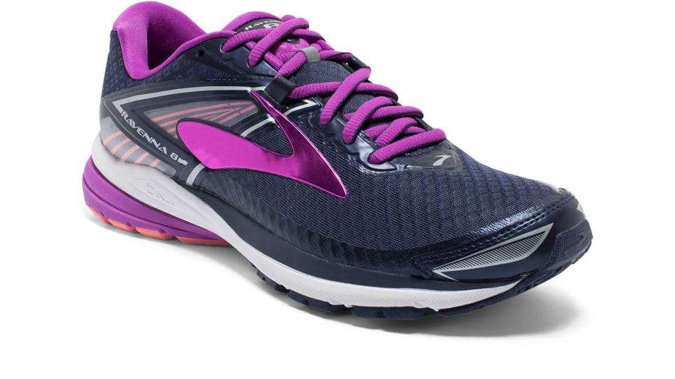 Brooks Ravenna 8 Road Running Shoe - Women's-Peacoat/Purple/Coral-Medium-6