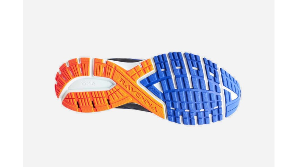 Brooks Ravenna 9 Mens Road Running Shoes, Ebony/Blue/Orange, 7 US, Medium, 1102801D025.070