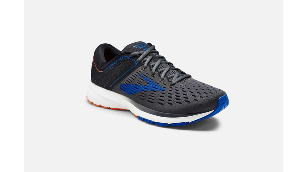 Brooks Ravenna 9 Mens Road Running Shoes, Ebony/Blue/Orange, 7 US, Wide, 1102802E025.070