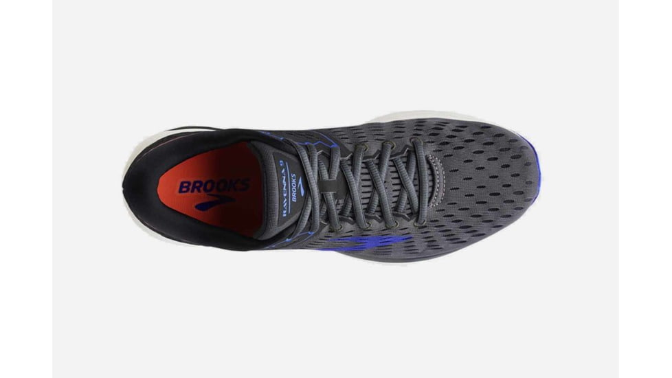 Brooks Ravenna 9 Mens Road Running Shoes, Ebony/Blue/Orange, 7 US, Wide, 1102802E025.070