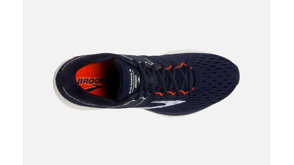 Brooks Ravenna 9 Mens Road Running Shoes, Navy/White/Orange, 8.5 US, Medium, 1102801D471.085