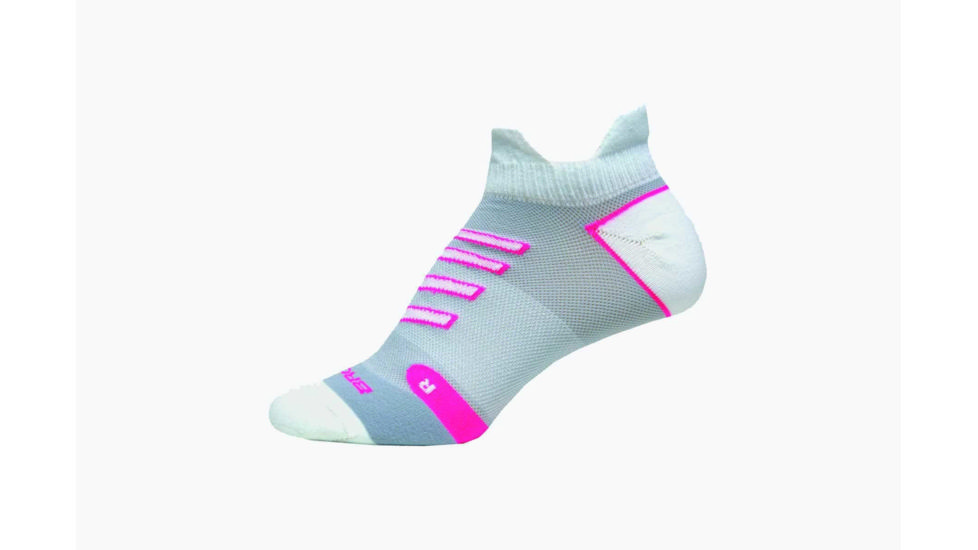 Brooks Ravenna Double Tab Running Socks, White/Brite Pink, Medium 741540-White/Brite Pink-M