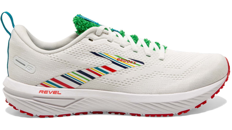 Brooks Revel 6 Running Shoes - Mens, White/Green/Red, 9.0, 1103981D109.090