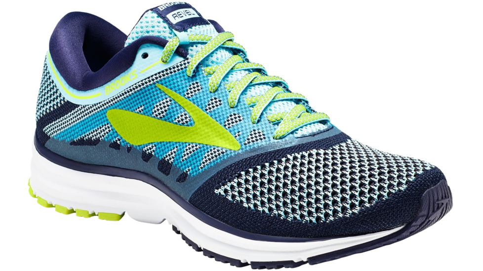 Brooks Revel Road Running Shoe - Women's-Island Blue/Evening Blue/Lime Popsicle-Medium-11