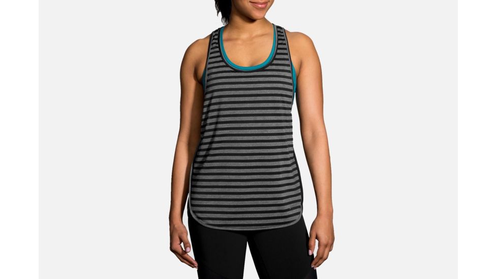 Brooks Ritual Women's Tank Top, Multi Alpha Stripe/Black, Extra Small 221265-Multi Alpha Stripe/Black-XS