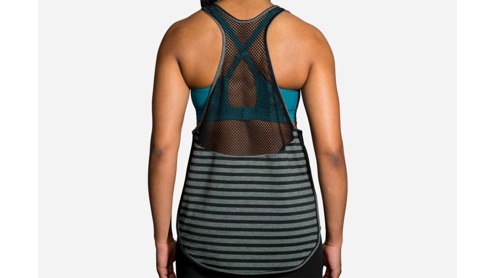 Brooks Ritual Women's Tank Top, Multi Alpha Stripe/Black, Extra Small 221265-Multi Alpha Stripe/Black-XS