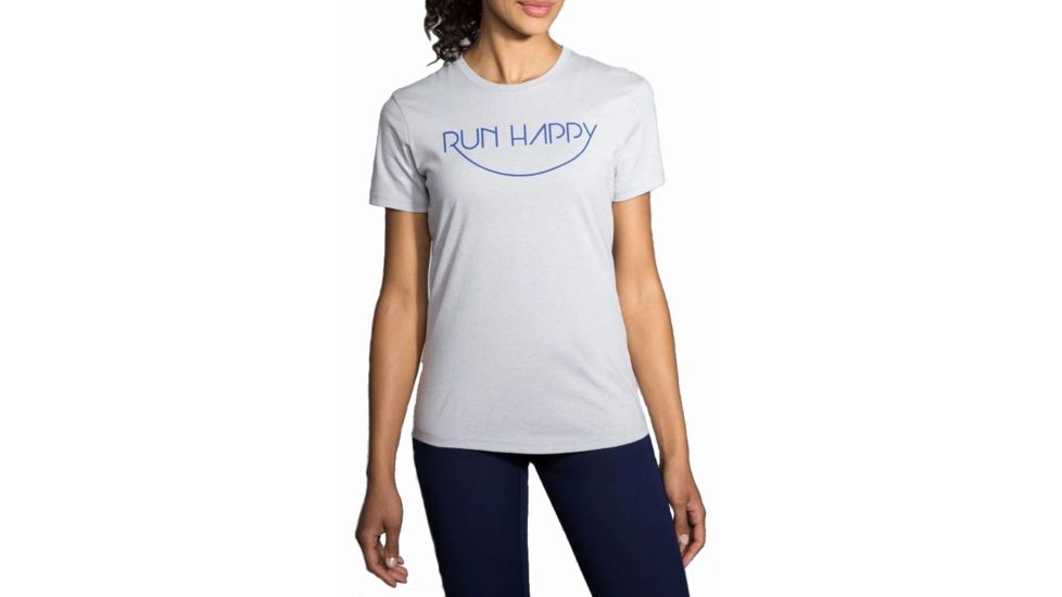 Brooks Run Happy Smile T-Shirt - Women's-Heather Sterling-Medium