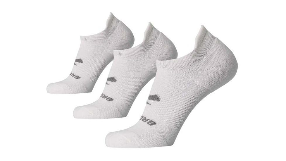 Brooks Run-In No Show 3-Pack Sock, White, L, 280493100.035