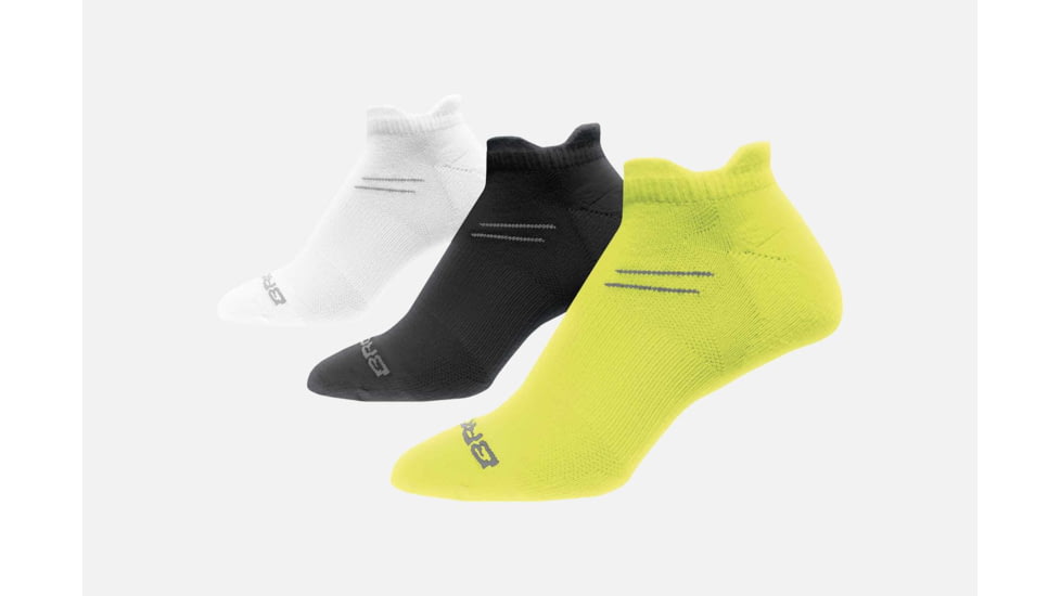 Brooks Run-In Socks, Pack of 3, Nightlife/Black/White, Large 741544-Nightlife/Black/White-L