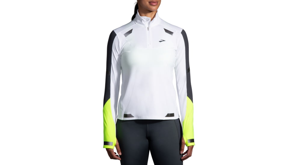 Brooks Run Visible 1/2 Zip - Womens, White/Asphalt/Nightlife, XS, 221564134.020