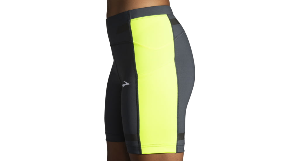 Brooks Run Visible 6 in Short Tight - Women's, Large, Asphalt/Nightlife, 221565044.035