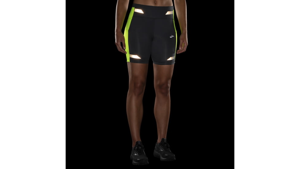 Brooks Run Visible 6 in Short Tight - Women's, Large, Asphalt/Nightlife, 221565044.035
