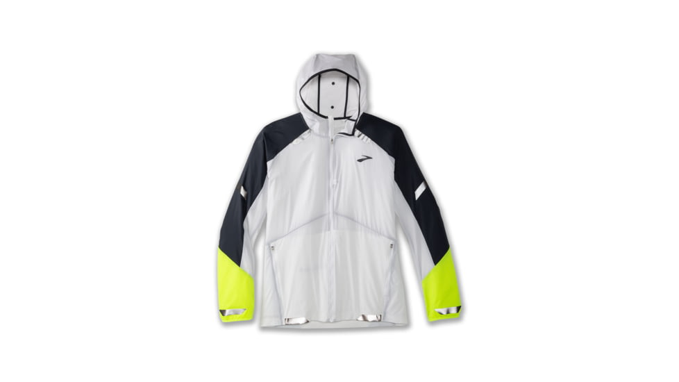 Brooks Run Visible Convertible Jacket - Mens, White/Asphalt/Nightlife, L, 211406134.035