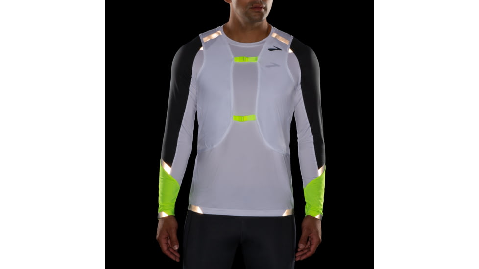 Brooks Run Visible Convertible Jacket - Mens, White/Asphalt/Nightlife, L, 211406134.035