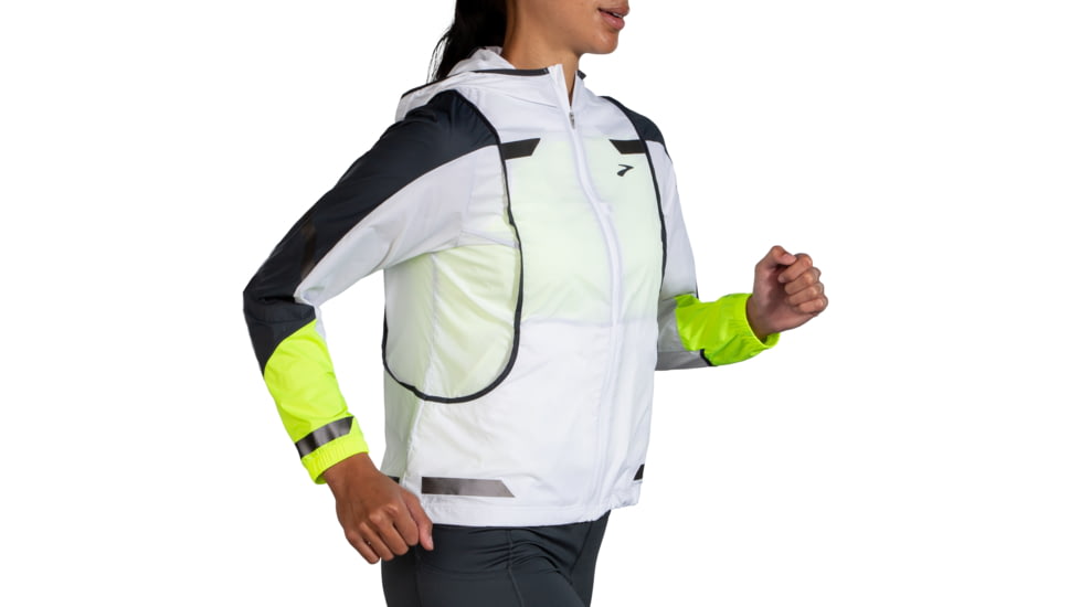 Brooks Run Visible Convertible Jacket - Womens, White/Asphalt/Nightlife, XS, 221560134.020