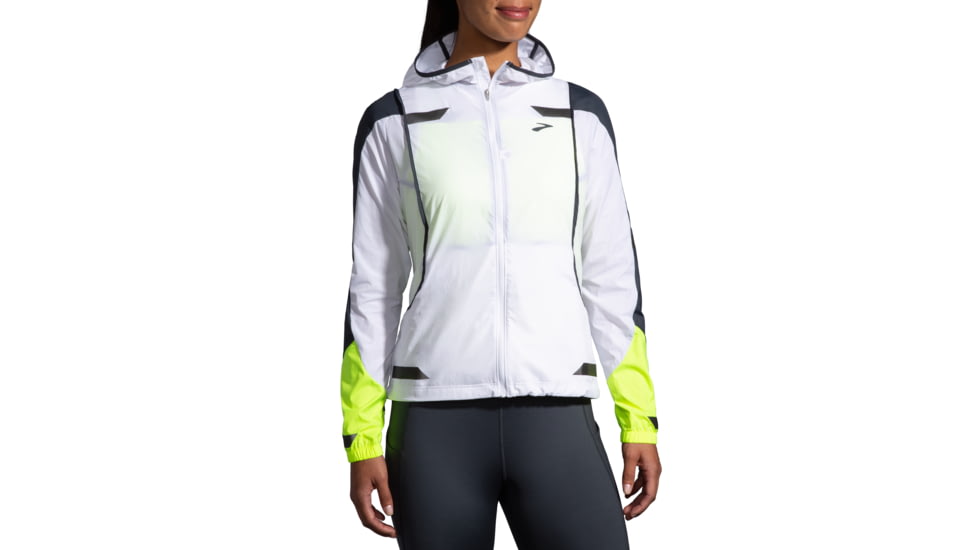 Brooks Run Visible Convertible Jacket - Womens, White/Asphalt/Nightlife, XS, 221560134.020