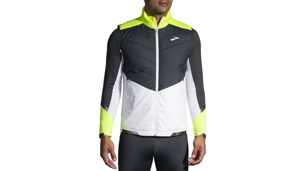 Brooks Run Visible Insulated Vest - Mens, Extra Large, White/Asphalt/Nightlife, 211407134.040