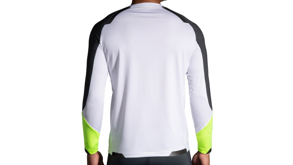 Brooks Run Visible Long Sleeve - Mens, White/Asphalt/Nightlife, S, 211408134.025