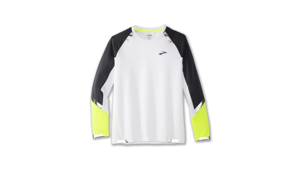 Brooks Run Visible Long Sleeve - Mens, White/Asphalt/Nightlife, S, 211408134.025