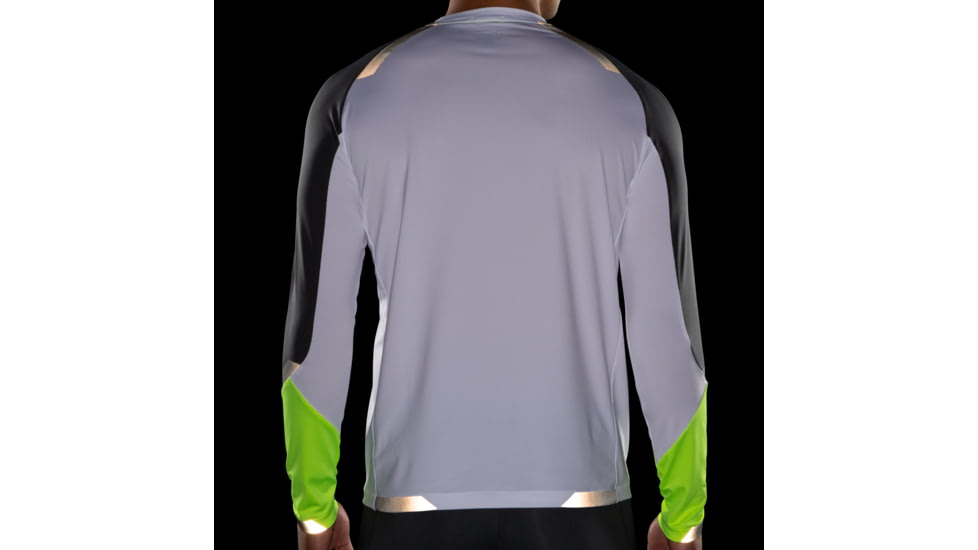 Brooks Run Visible Long Sleeve - Mens, White/Asphalt/Nightlife, S, 211408134.025