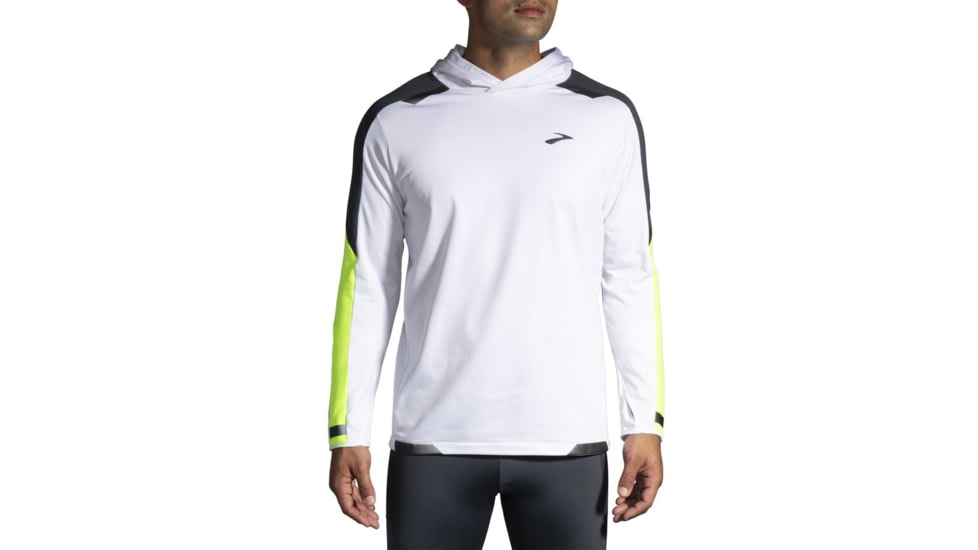Brooks Run Visible Thermal Hoodie - Mens, Large, White/Asphalt/Nightlife, 211411134.035