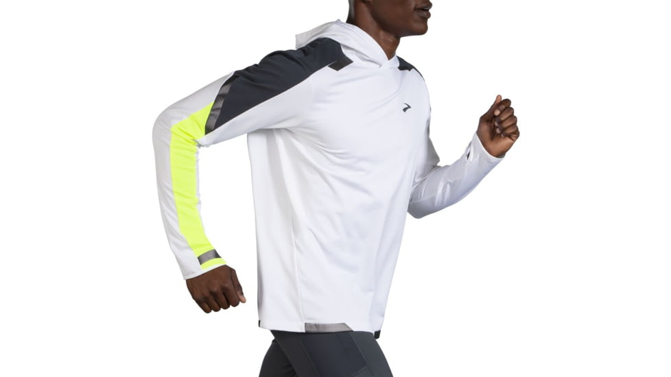 Brooks Run Visible Thermal Hoodie - Mens, Large, White/Asphalt/Nightlife, 211411134.035