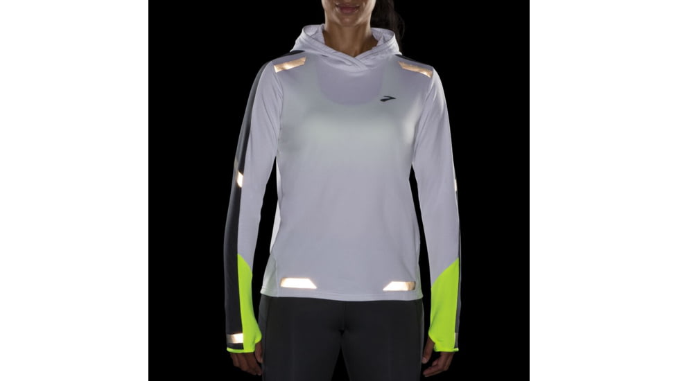Brooks Run Visible Thermal Hoodie - Womens, Extra Large, White/Asphalt/Nightlife, 221559134.040