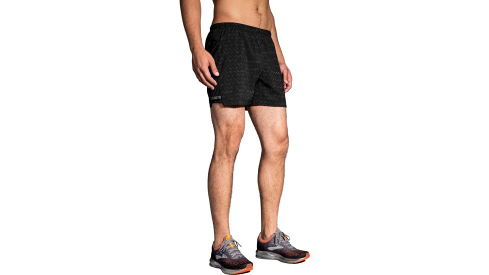Brooks Sherpa 5 Inch Running Short - Men's, Black/Nebula Reflective, Large, 211137083.035