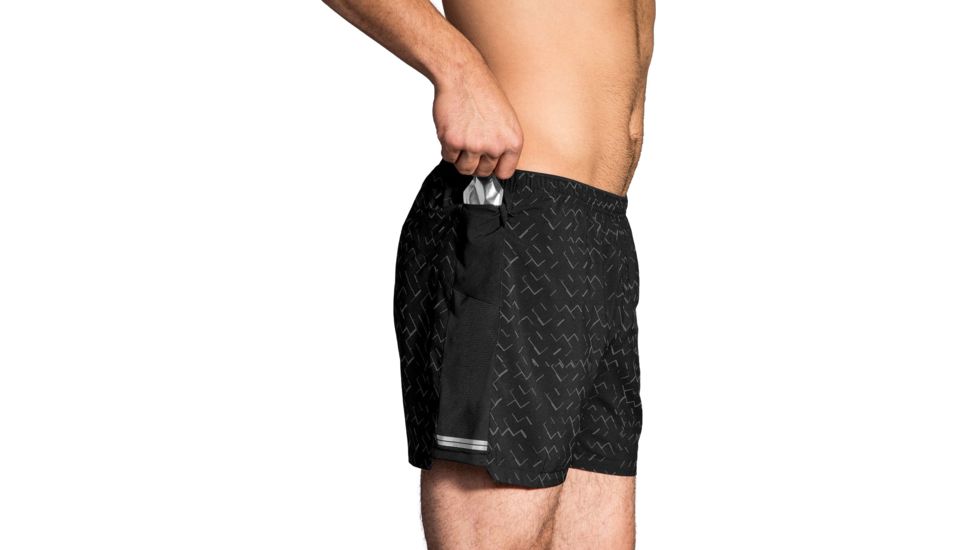 Brooks Sherpa 5 Inch Running Short - Men's, Black/Nebula Reflective, Large, 211137083.035