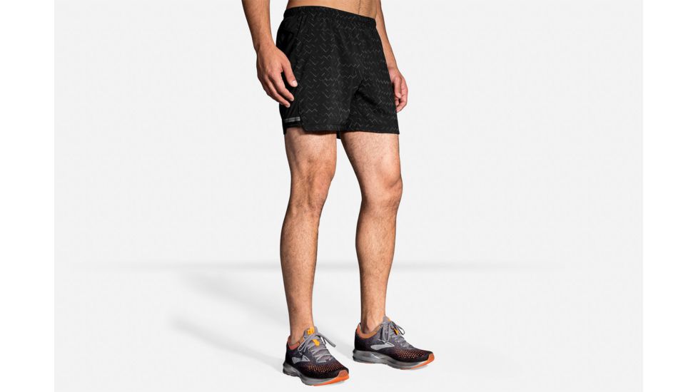 Brooks Sherpa 5 Inch Running Short - Mens, Black/Nebula Reflective, Extra Small, 211137083.020