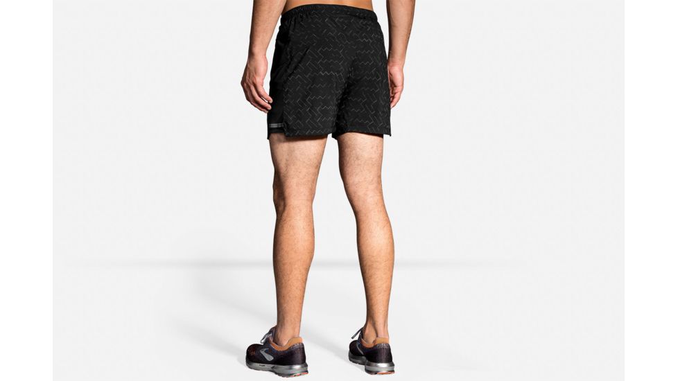 Brooks Sherpa 5 Inch Running Short - Mens, Black/Nebula Reflective, Extra Small, 211137083.020