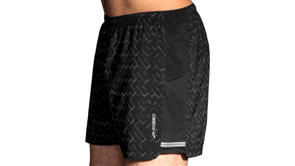 Brooks Sherpa 5 Inch Running Short - Mens, Black/Nebula Reflective, Extra Small, 211137083.020