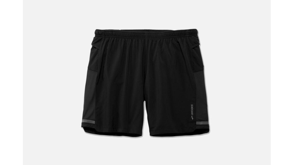 Brooks Sherpa 7 Inch 2-in-1 Mens Running Short, Black, Extra Small, 211138-Black-XS