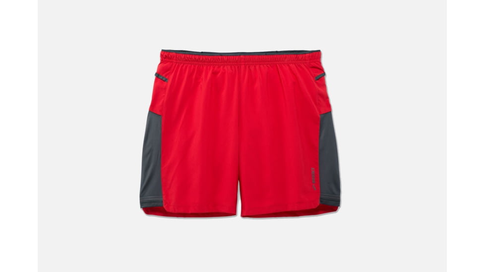 Brooks Sherpa 7 Inch 2-in-1 Mens Running Short, Blaze/Asphalt, Large, 211138-Blaze/Asphalt-L