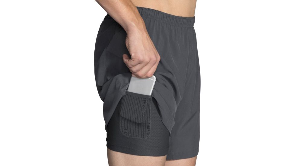 Brooks Sherpa 7 Inch 2-in-1 Running Shorts - Mens, Asphalt, L, 211138081.035