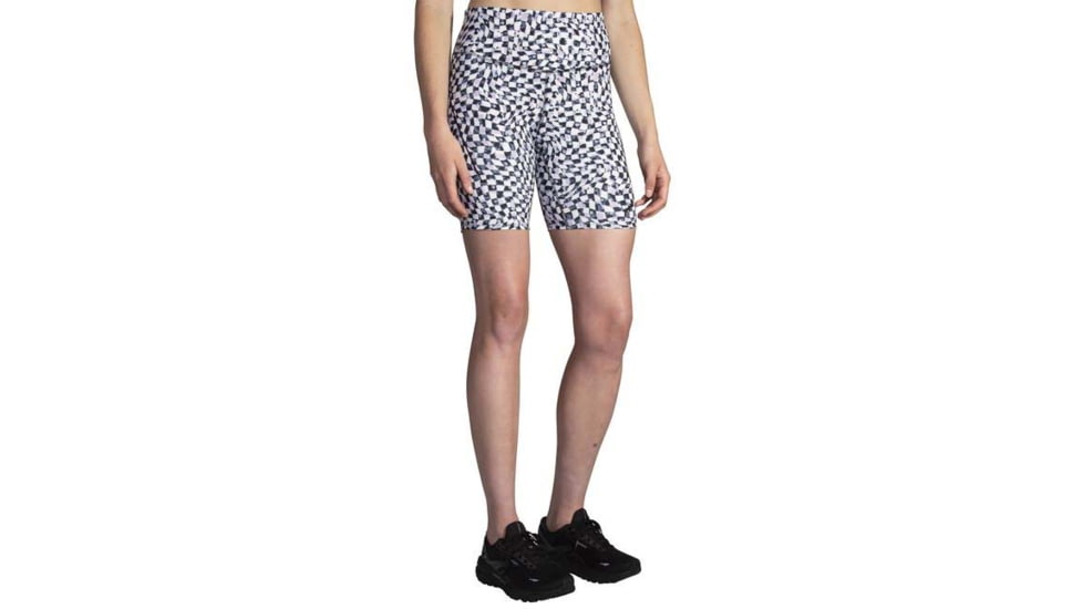 Brooks Spark 8 Short Tight - Women's, Speed Check B/W, Large, 221662004.035