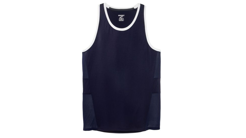 Brooks Stealth Singlet - Mens, Navy/White, Large, 211220447.035