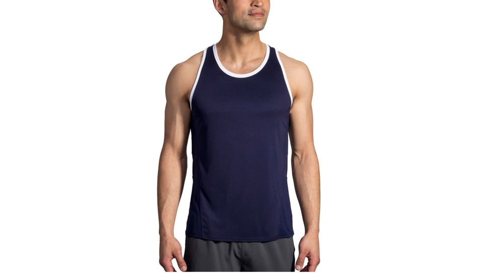 Brooks Stealth Singlet - Mens, Navy/White, Large, 211220447.035