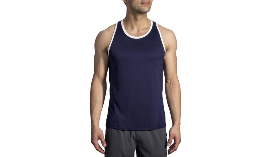 Brooks Stealth Singlet - Mens, Navy/White, Large, 211220447.035