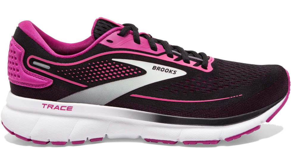 Brooks Trace 2 Running Shoes - Womens, Medium, Black/Festival Fuchsia/Pink Flambe, 5.0, 1203751B036.050