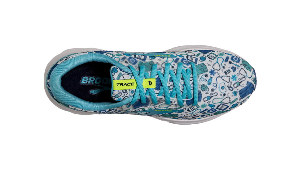 Brooks Trace 2 Running Shoes - Womens, Medium, White/Nightlife/Bluefish, 6.0, 1203751B135.060