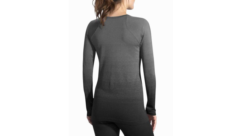 Brooks Women's Streaker Long Sleeve Running Shirt, Black/Oxford, Large, 221142036.035
