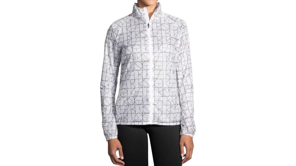 Brooks Womens LSD Runnig Jacket, White Brooks Block, Medium, 221135111.030