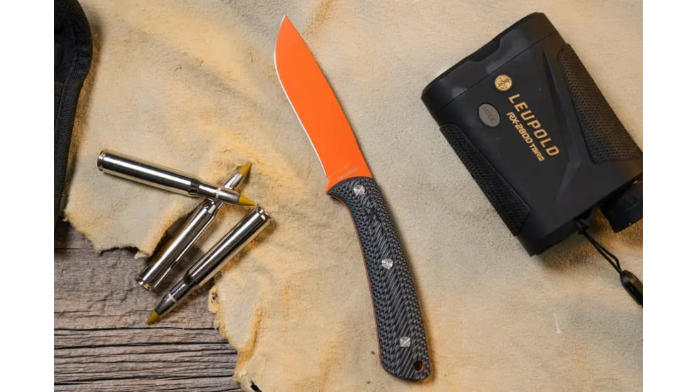 Browning Back Country Fixed Blade Knife - Box, 3.5in, D2 High Carbon Steel, Drop Point, G10 Handle, Blaze, 3220522B